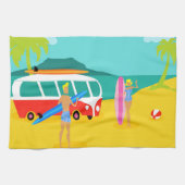 Retro Surfer Couple Kitchen Towel Theedoek (Horizontaal)
