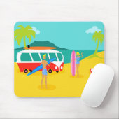Retro Surfer Couple Mousepad Muismat (Met muis)