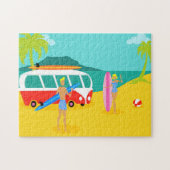 Retro Surfer Couple Puzzle Legpuzzel (Horizontaal)