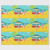 Retro Surfer Couple Wrapping Paper Cadeaupapier (Vlak)