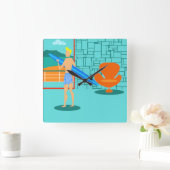 Retro Surfer Dude Acryl Wandklok (Huis)