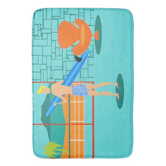 Retro Surfer Dude Badmat (Voorkant Verticaal)
