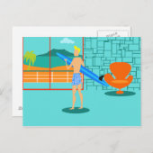 Retro Surfer Dude Briefkaart (Voorkant / Achterkant)