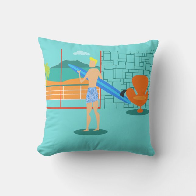 Retro Surfer Dude Outdoor Kussen (Voorkant)