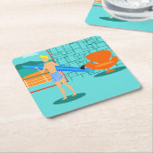 Retro Surfer Dude papieren Onderzetters (Schuin)