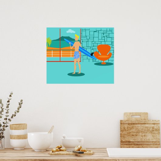 Retro Surfer Dude Poster (Keuken)