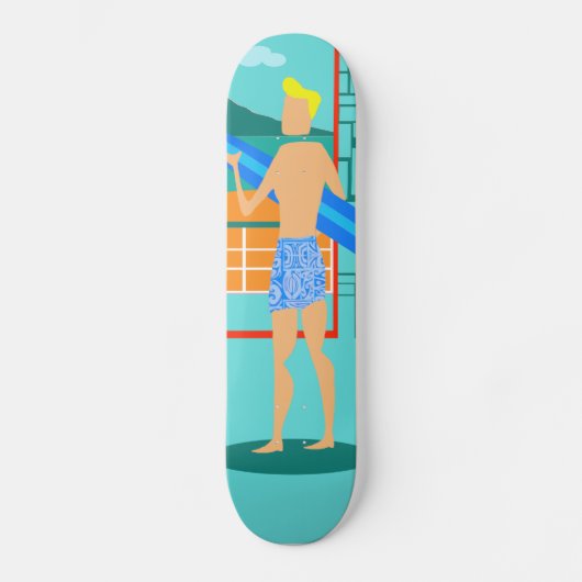 Retro Surfer Dude Skateboard (Voorkant)