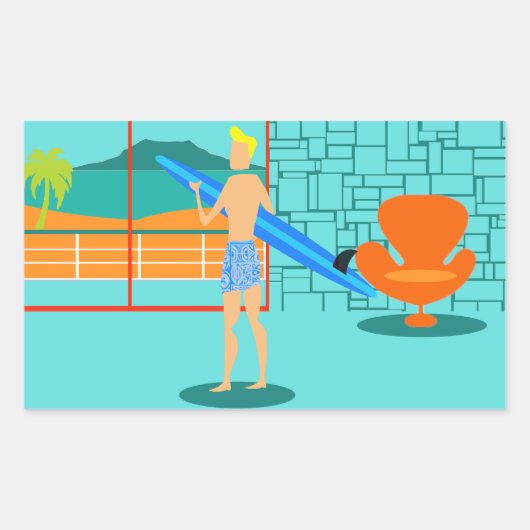Retro Surfer Dude Stickers (Voorkant)