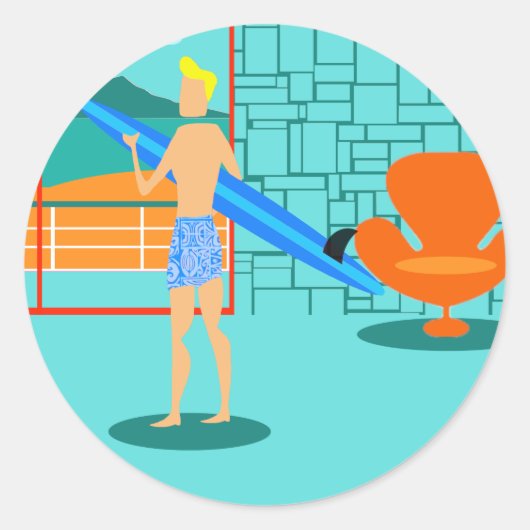Retro Surfer Dude Stickers (Voorkant)