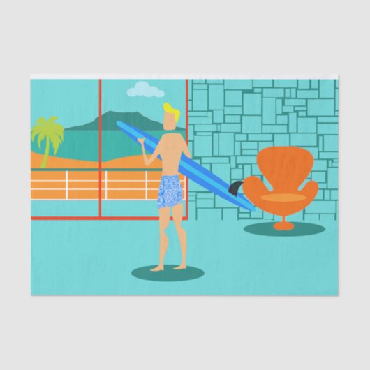 Retro Surfer Dude Tissue Paper Tissuepapier (Voorkant)