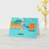 Retro Surfer Dude Wenskaart Kaart (Gele Bloem)