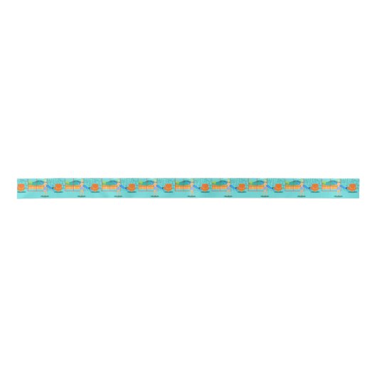 Retro Surfer Kerst Satin Ribbon Satijnen Lint (Voorkant)