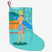 Retro Surfer Kerst Stocking Kleine Kerstsok (Voorkant)
