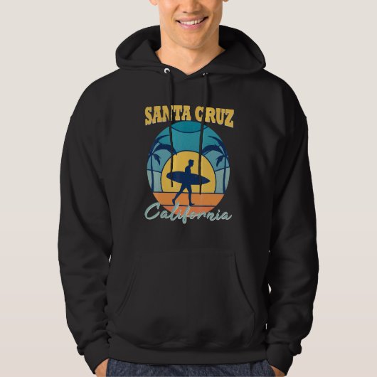Retro  Surfer Palm Beach Californië Santa C Hoodie (Voorkant)
