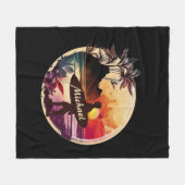 Retro Surfer Sunset Beach Fleece Deken (Voorkant (Horizontaal))