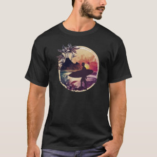Retro Surfer Sunset Beach Mannen T-shirt