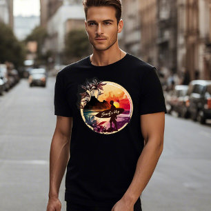 Retro Surfer Sunset Beach Mannen T-shirt