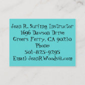Retro Surfer-Visitekaartjes Visitekaartje (Achterkant)