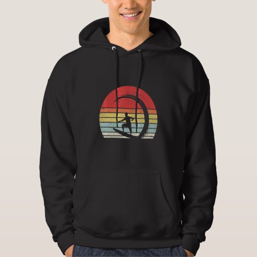 Retro Surfer Wave Surfen Surf Strand Hoodie (Voorkant)