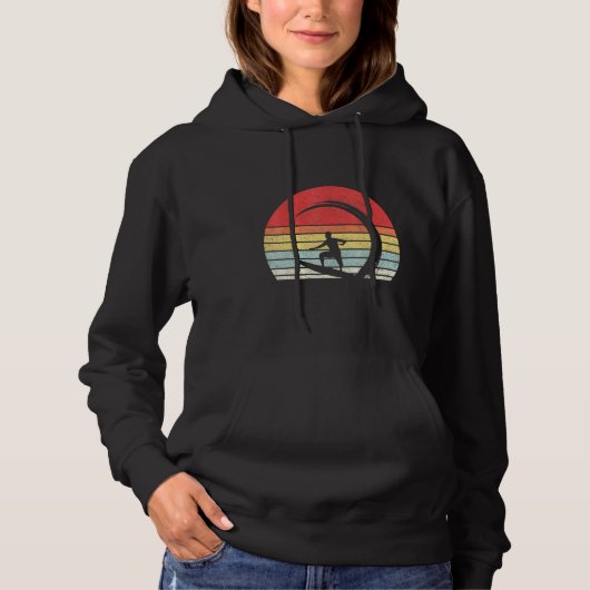 Retro Surfer Wave Surfen Surf Strand Hoodie (Voorkant)