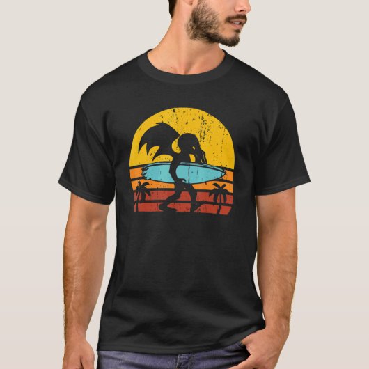 Retro Surfer Wave Surfing Surf Beach T-shirt (Voorkant)