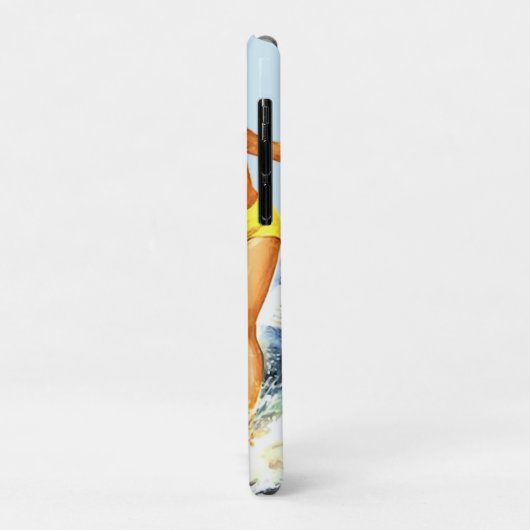 Retro Surfer Waves Zomer Blauw Monogram Case-Mate iPhone Case (Achterkant/links)