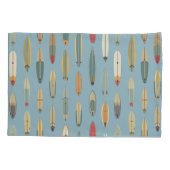 Retro Surfing Dog -Reversible Surfboard Print Blue Kussensloop (Achterkant)