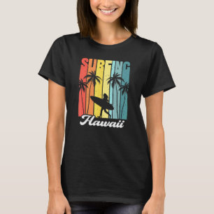 Retro Surfing Hawaii Hawaiian Island Surfer Girl P T-shirt