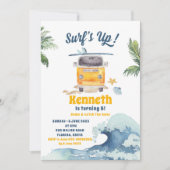 Retro Surfing Kind Birthday Uitnodiging (Voorkant)
