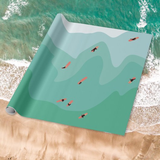 Retro Surfing Ocean Minimalist Coastal Cadeaupapier