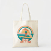Retro Surfmeisje Blijf Gouden Kust Tote Bag (Voorkant)