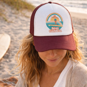 Retro Surfmeisje Blijf Gouden Kust Trucker Pet