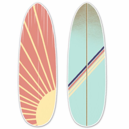  retro surfplank sticker (Voorkant)
