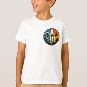Retro Surfplank Zonsondergang Golf Ontwerp Vinta T-shirt