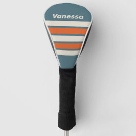 Retro Surfside Over Dwars Strepen met Naam Golfheadcover