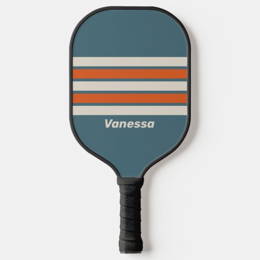 Retro Surfside overdwars gestreept met naam Pickleball Paddle (Voorkant)