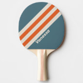 Retro Surfside Stripes met naam Tafeltennisbatje (Voorkant)