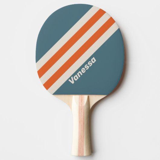 Retro Surfside Stripes met naam Tafeltennisbatje (Voorkant)