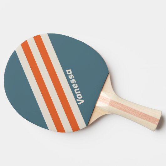 Retro Surfside Stripes met naam Tafeltennisbatje (Zijkant)