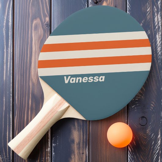 Retro Surfside Stripes met naam Tafeltennisbatje