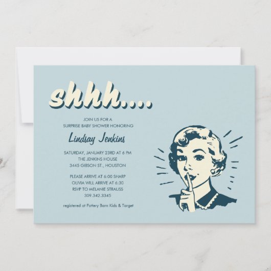 Retro Surprise Baby Shower-uitnodigingen Kaart (Voorkant)