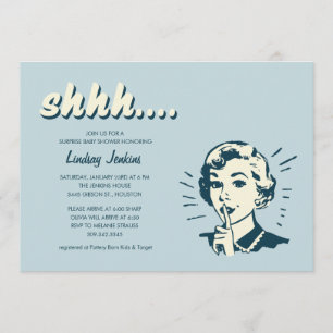 Retro Surprise Baby Shower-uitnodigingen Kaart