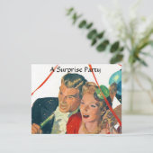 Retro Surprise Party Celebrate Verloving nodigt ui Kaart (Staand voorkant)