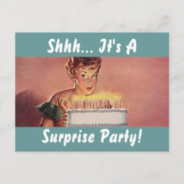 Retro Surprise Party Gal Birthday Cake Kaart