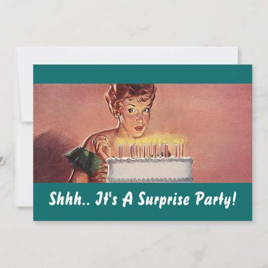 Retro Surprise Party Gal Birthday Cake Kaart (Voorkant)