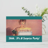 Retro Surprise Party Gal Birthday Cake Kaart (Staand voorkant)