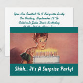 Retro Surprise Party Gal Birthday Cake Kaart (Voorkant / Achterkant)