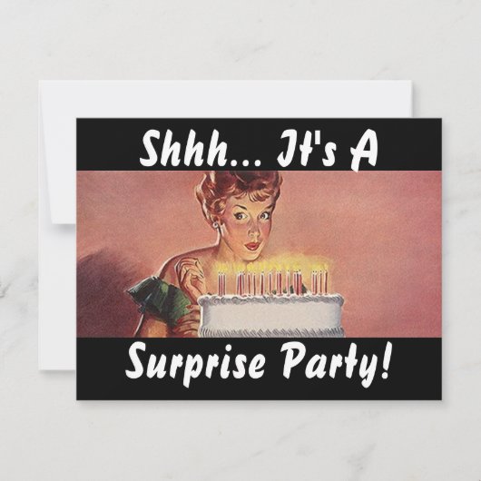 Retro Surprise Party Gal Birthday Cake Kaart (Voorkant)