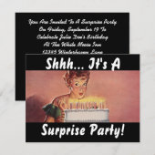 Retro Surprise Party Gal Birthday Cake Kaart (Voorkant / Achterkant)