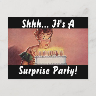 Retro Surprise Party Gal Birthday Cake Kaart